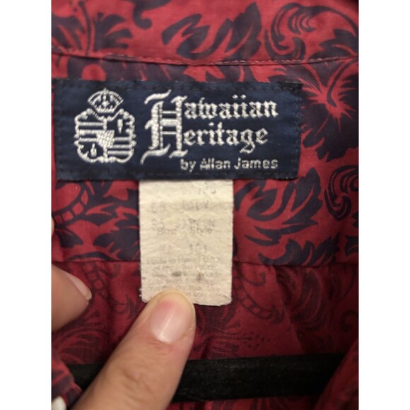 Hawaiian Heritage Shirt Mens Large Allan James Floral Button Up Made in Hawaii - Picture 5 of 10